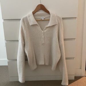 Cozy, fuzzy, soft polo sweater